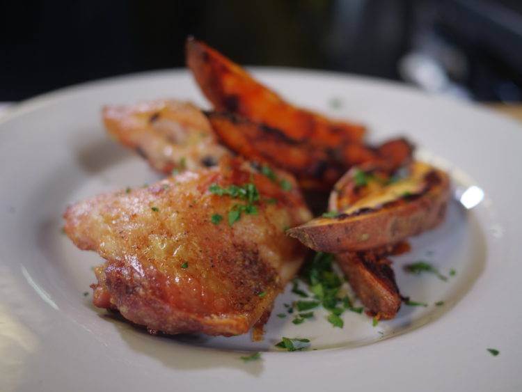 roasted chicken and sweet potatoes