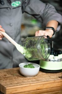 arugula chimichurri prep