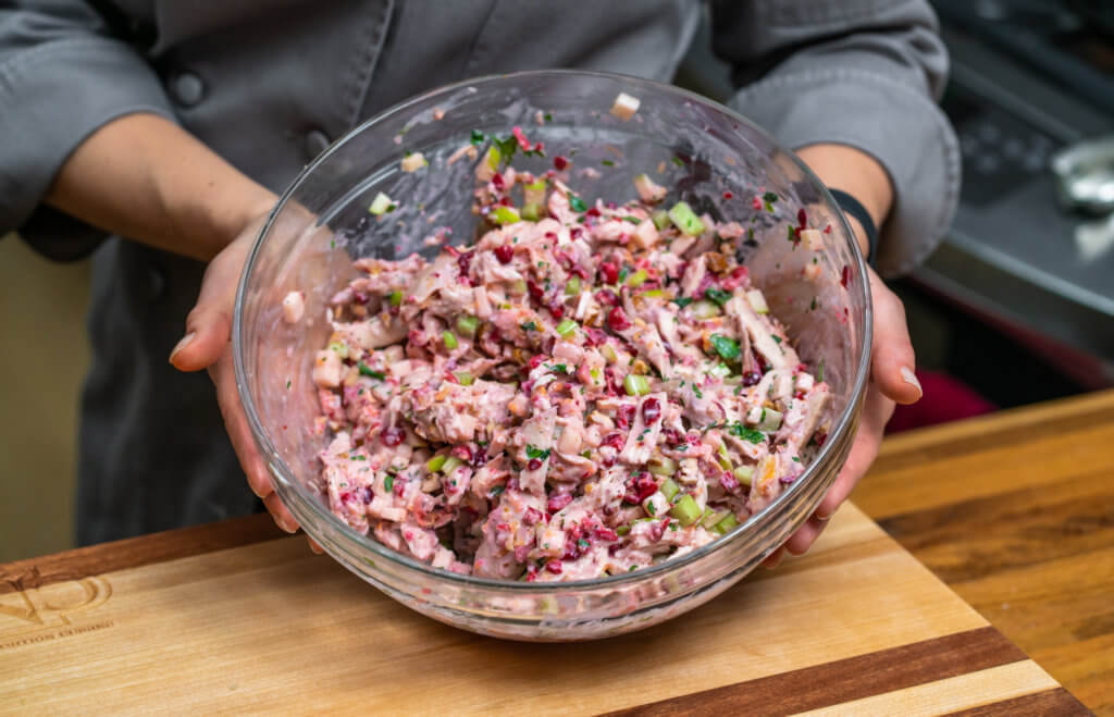 Cranberry Chicken Salad in big bowl