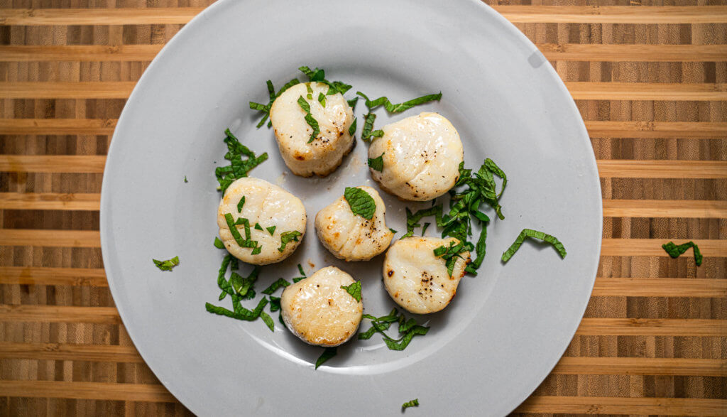 overhead, Broiled scallops