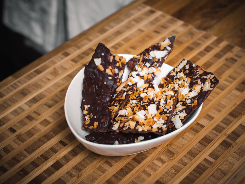 Thumbnail, Side Shot, Toasted Coconut Chocolate Bark