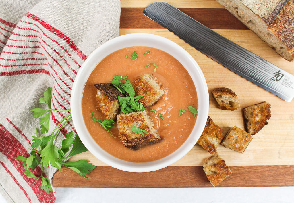 creamy vegetable soup overhead