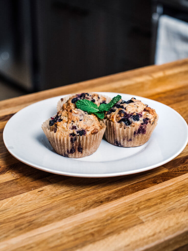 Side Shot, Vegan Blueberry Muffins