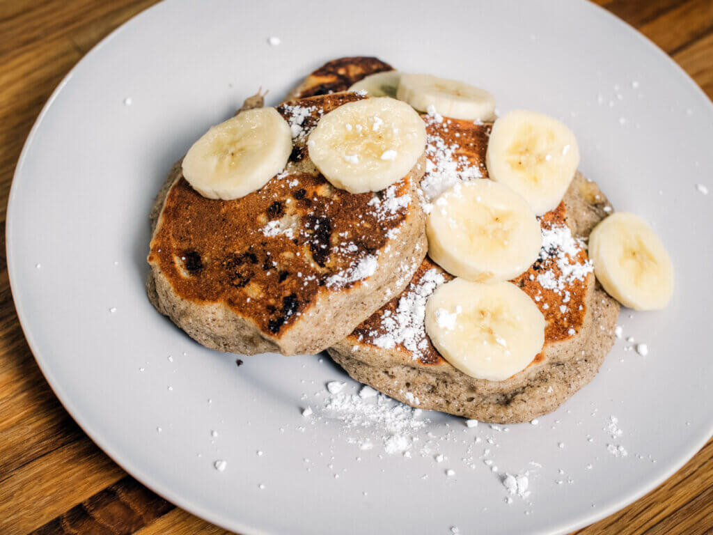 Side Shot, buckwheat banana Pancakes