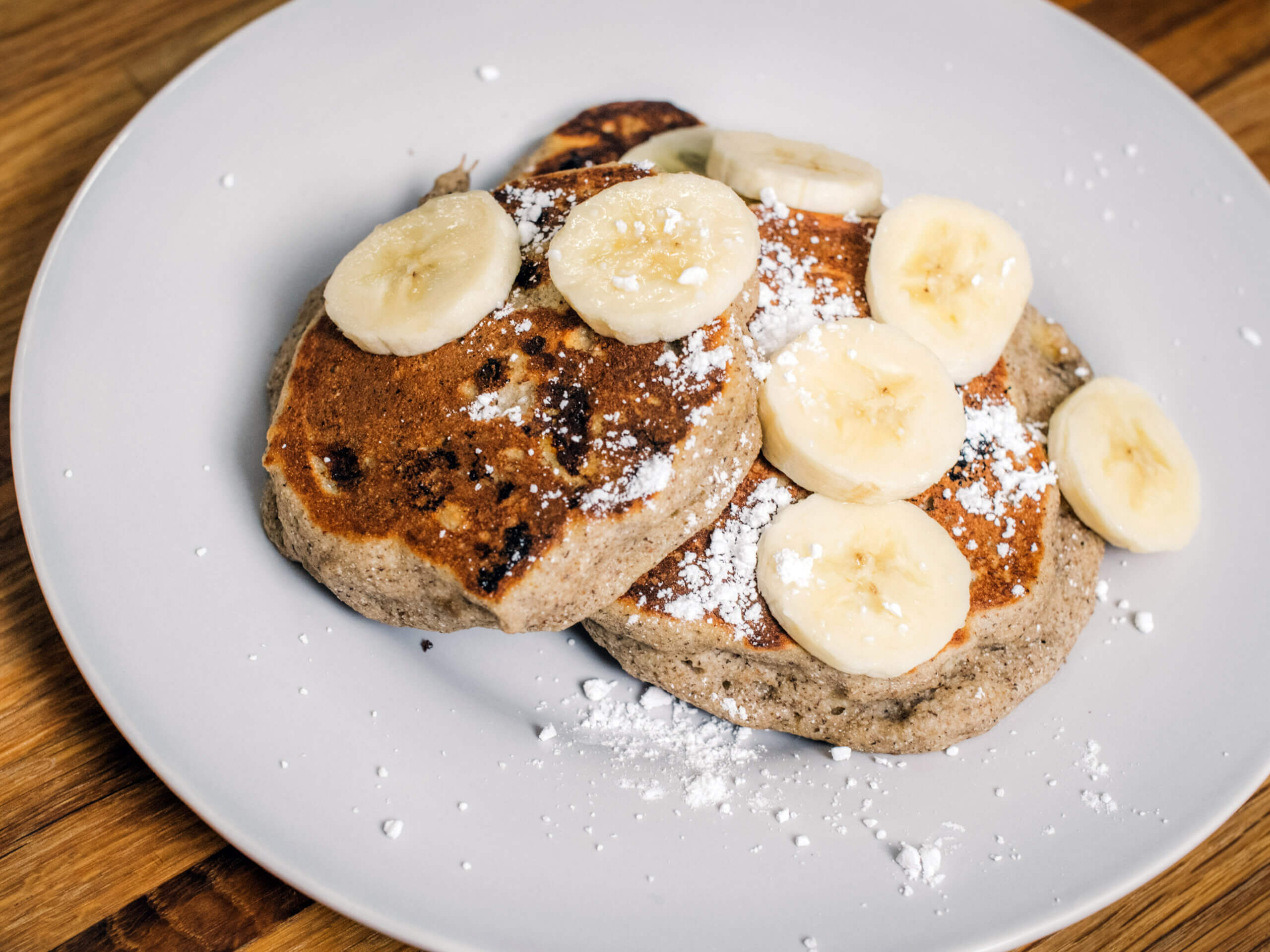 Side Shot, buckwheat banana Pancakes