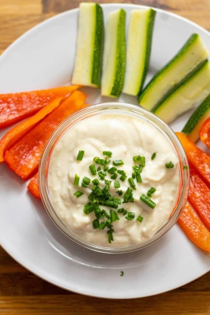 top shot of dairy free vegan garlic aioli