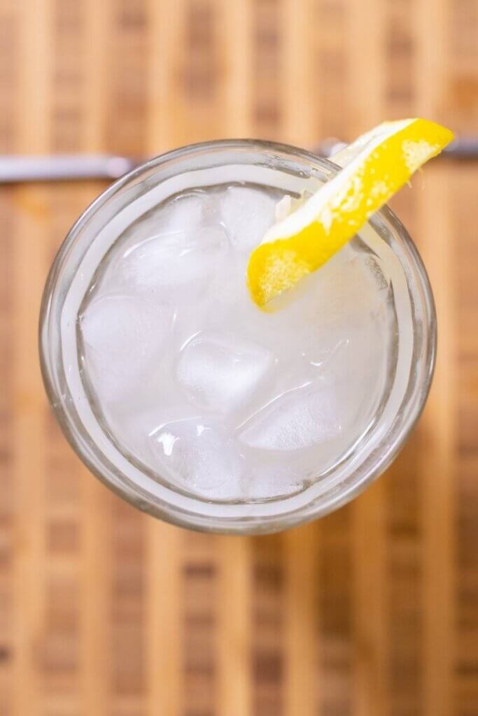 top view of paloma lemonade in a glass